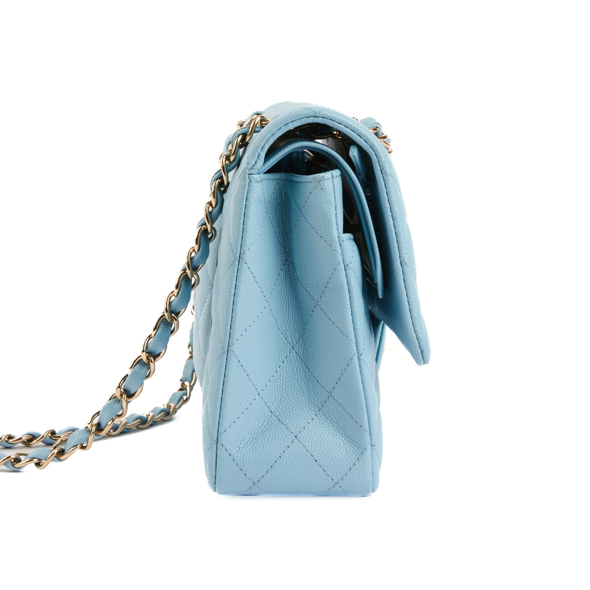 CHANEL - Sac bandoulière Timeless Medium 11.12 cuir caviar bleu - Handbag