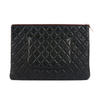 CHANEL - Pochette Maxi Classique Logo CC cuir matelassé noir - Handbag