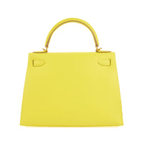HERMES - Sac à main Kelly 28 Sellier cuir Epsom Jaune Lime - Handbag
