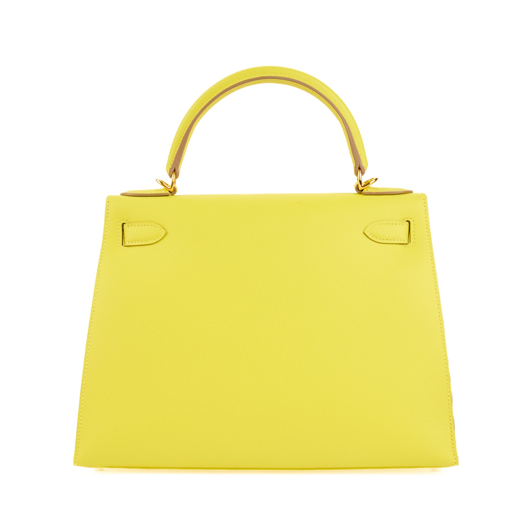 HERMES - Sac à main Kelly 28 Sellier cuir Epsom Jaune Lime - Handbag