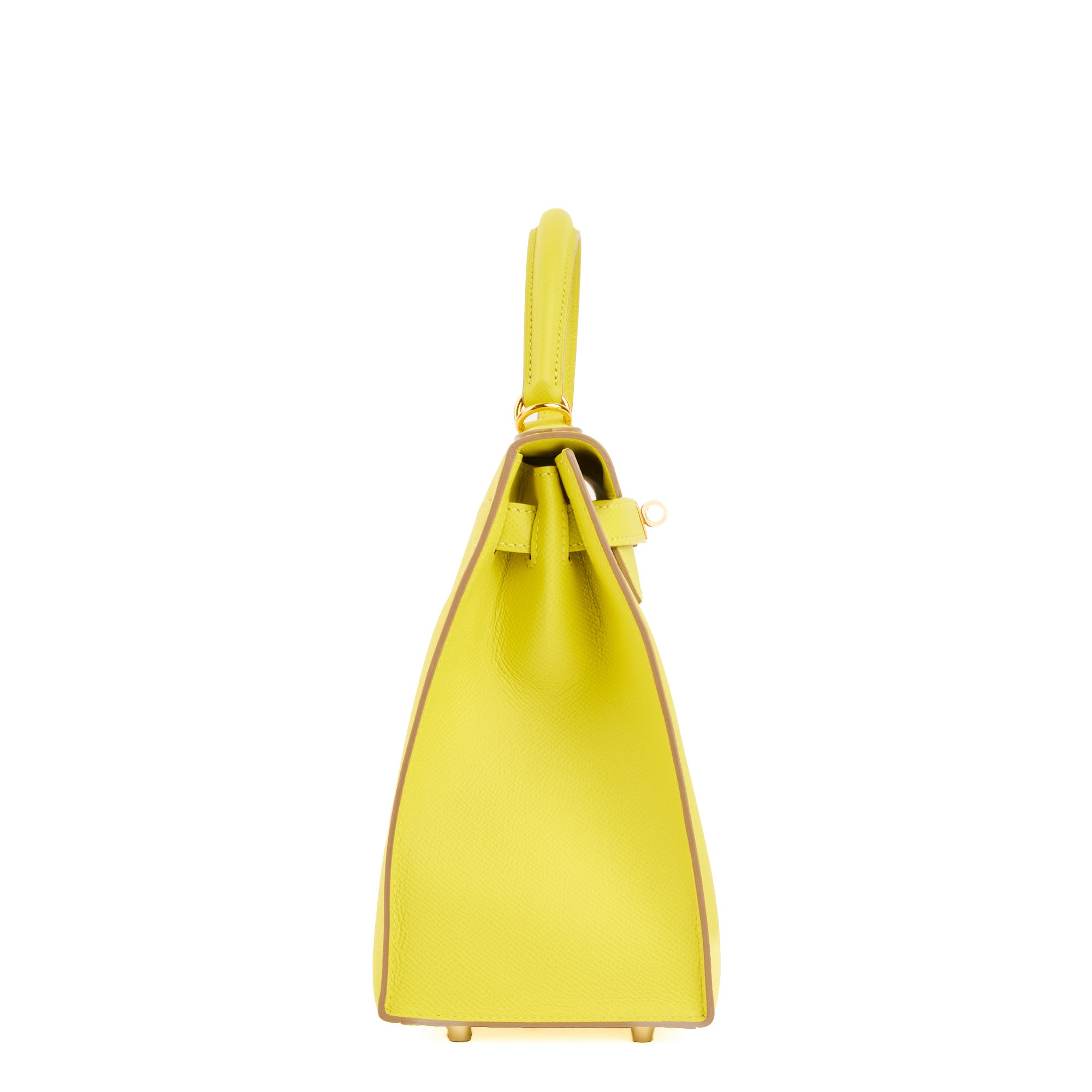 HERMES - Sac à main Kelly 28 Sellier cuir Epsom Jaune Lime - Handbag