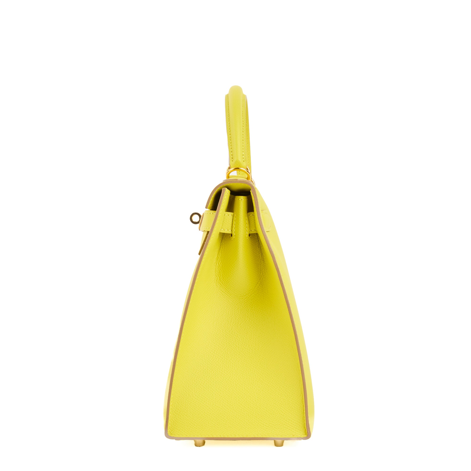 HERMES - Sac à main Kelly 28 Sellier cuir Epsom Jaune Lime - Handbag