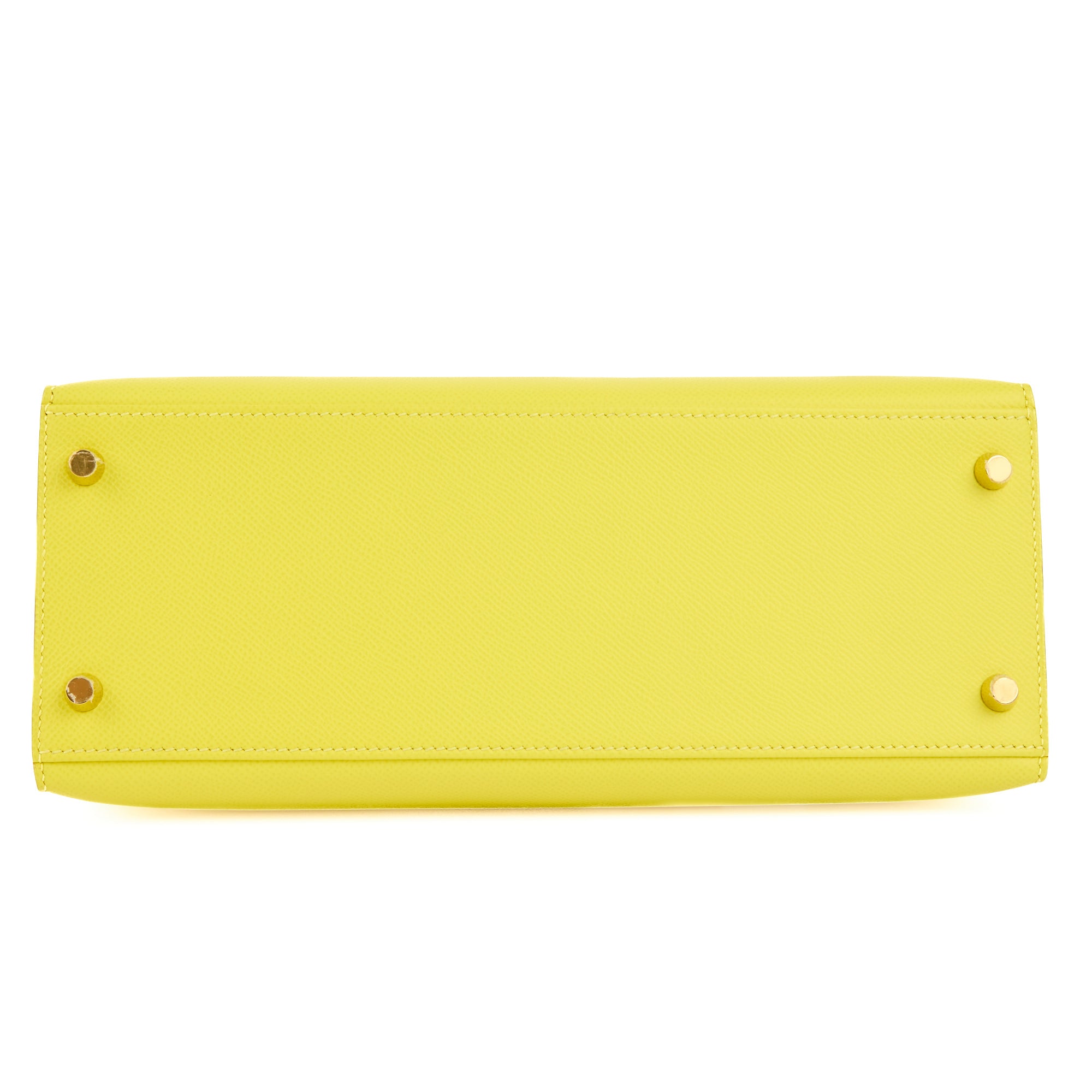HERMES - Sac à main Kelly 28 Sellier cuir Epsom Jaune Lime - Handbag