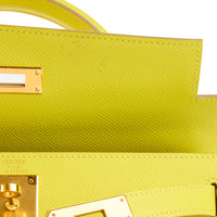 HERMES - Sac à main Kelly 28 Sellier cuir Epsom Jaune Lime - Handbag