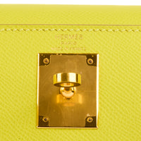 HERMES - Sac à main Kelly 28 Sellier cuir Epsom Jaune Lime - Handbag