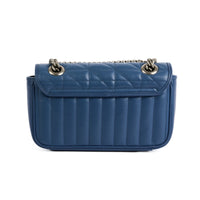 GUCCI - Sac bandoulière Marmont GG PM cuir bleu - Handbag