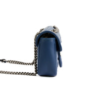 GUCCI - Sac bandoulière Marmont GG PM cuir bleu - Handbag