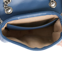 GUCCI - Sac bandoulière Marmont GG PM cuir bleu - Handbag