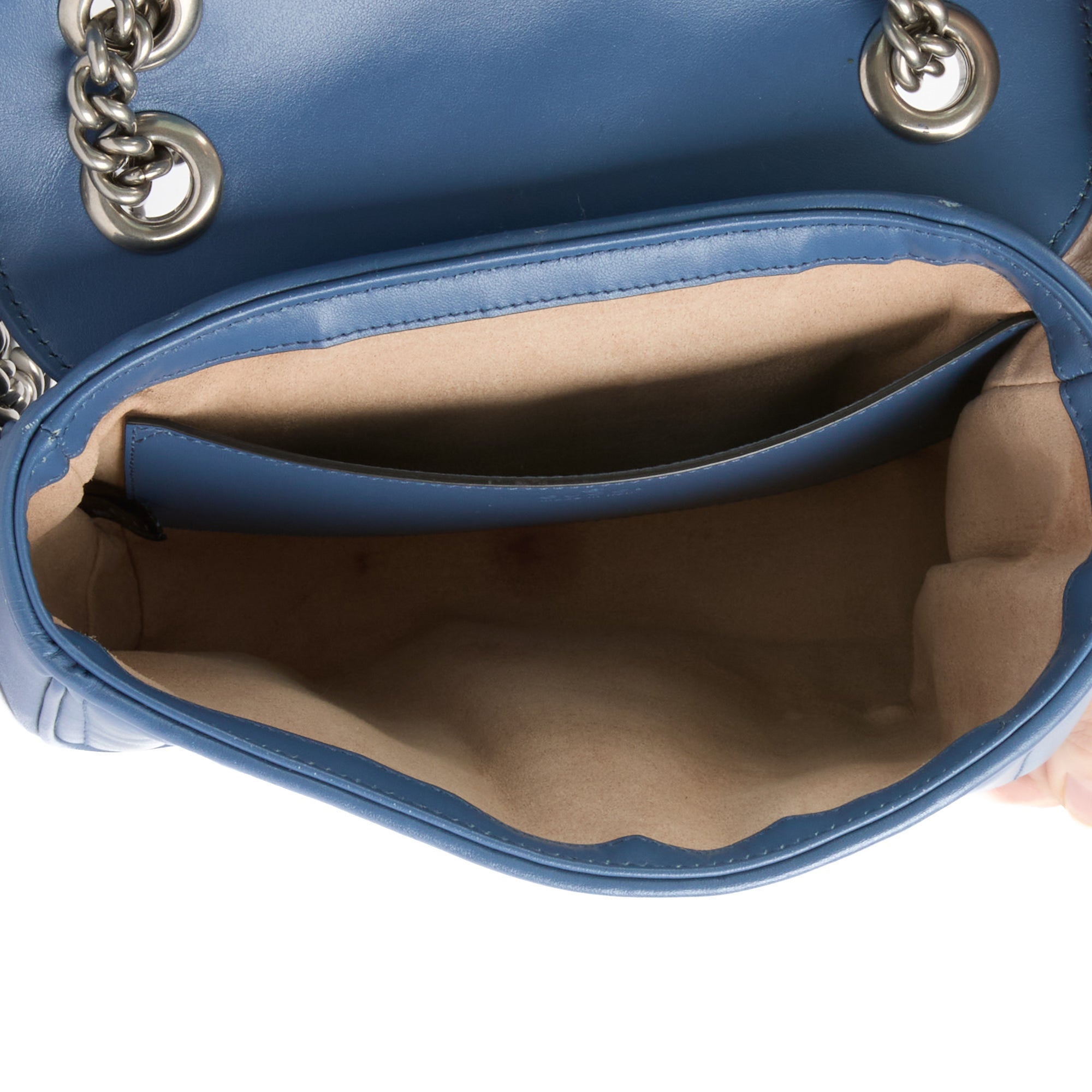 GUCCI - Sac bandoulière Marmont GG PM cuir bleu - Handbag