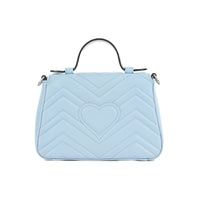 GUCCI - Sac bandoulière Marmont GG Top Handle cuir bleu - Handbag