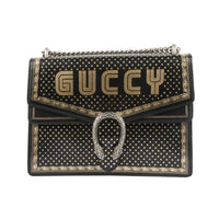 GUCCI - Sac Dionysus Medium Guccy Stars cuir noir doré - Handbag
