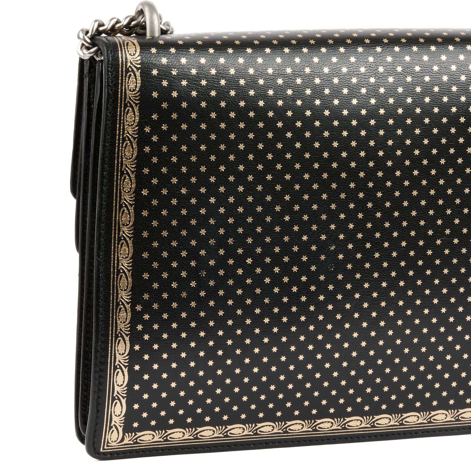 GUCCI - Sac Dionysus Medium Guccy Stars cuir noir doré - Handbag