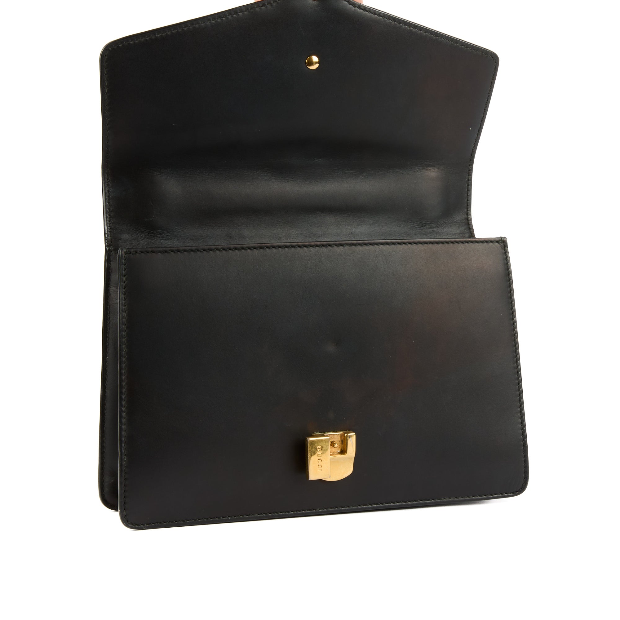 GUCCI - Sac bandoulière Sylvie bande web cuir noir - Handbag