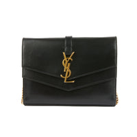 SAINT LAURENT - Sac bandoulière Sulpice cuir noir - Handbag