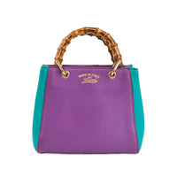 GUCCI - Sac bandoulière Mini Bamboo Shopper Tote cuir violet bleu - Handbag