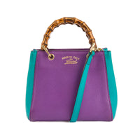 GUCCI - Sac bandoulière Mini Bamboo Shopper Tote cuir violet bleu - Handbag