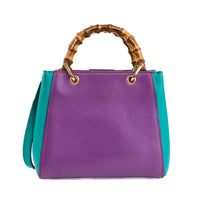 GUCCI - Sac bandoulière Mini Bamboo Shopper Tote cuir violet bleu - Handbag