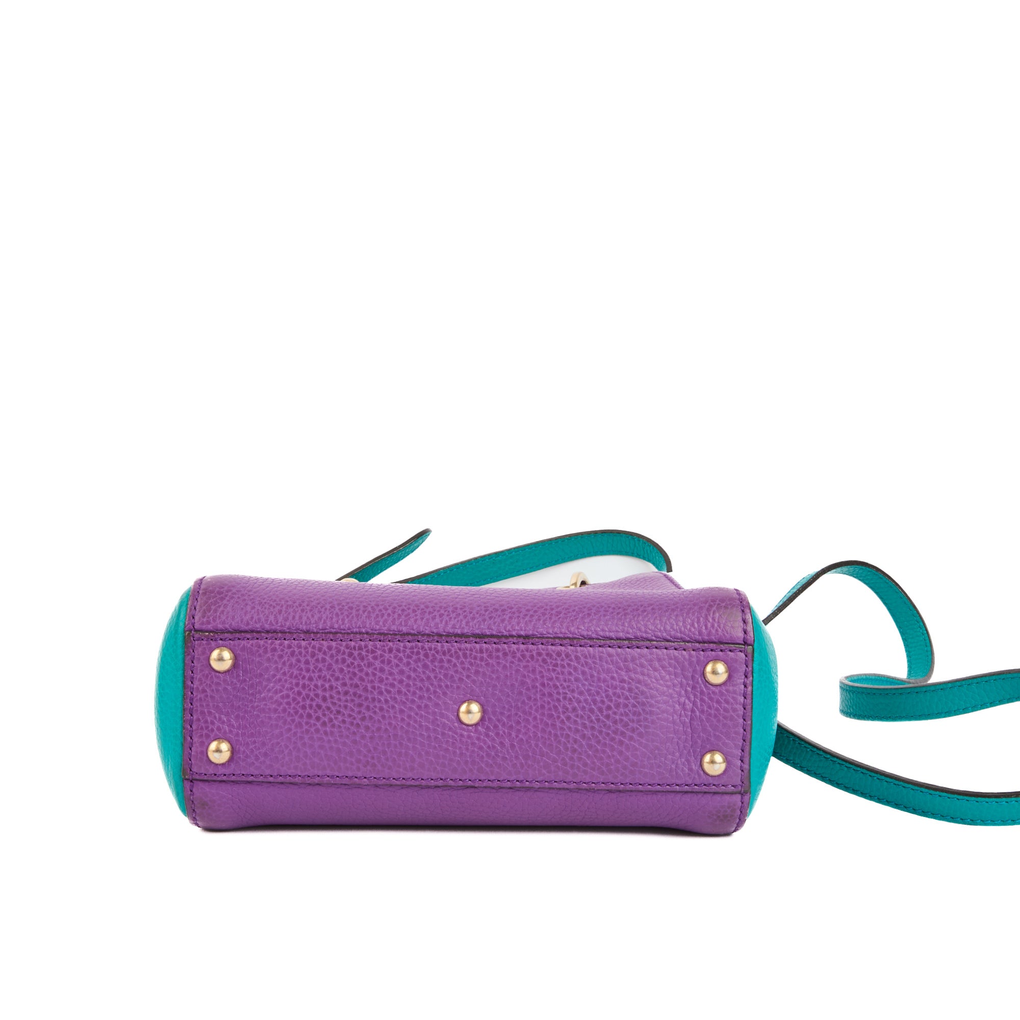GUCCI - Sac bandoulière Mini Bamboo Shopper Tote cuir violet bleu - Handbag