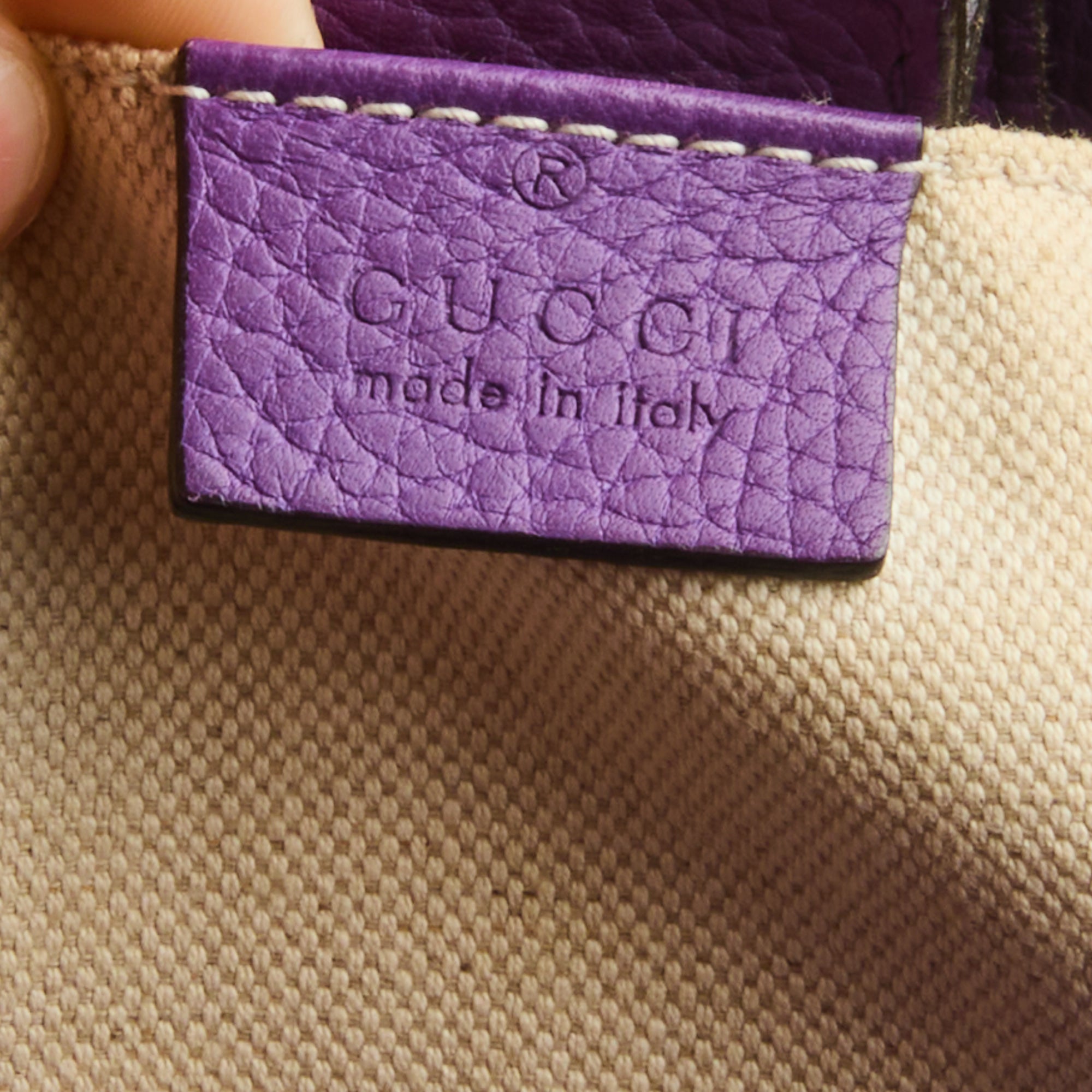 GUCCI - Sac bandoulière Mini Bamboo Shopper Tote cuir violet bleu - Handbag