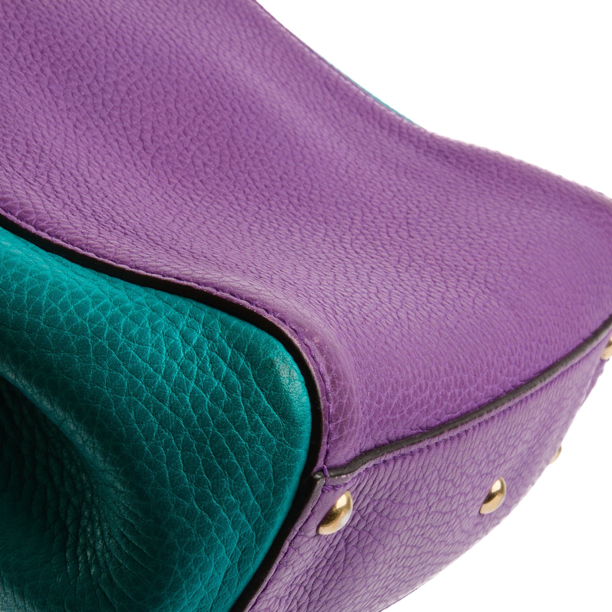 GUCCI - Sac bandoulière Mini Bamboo Shopper Tote cuir violet bleu - Handbag