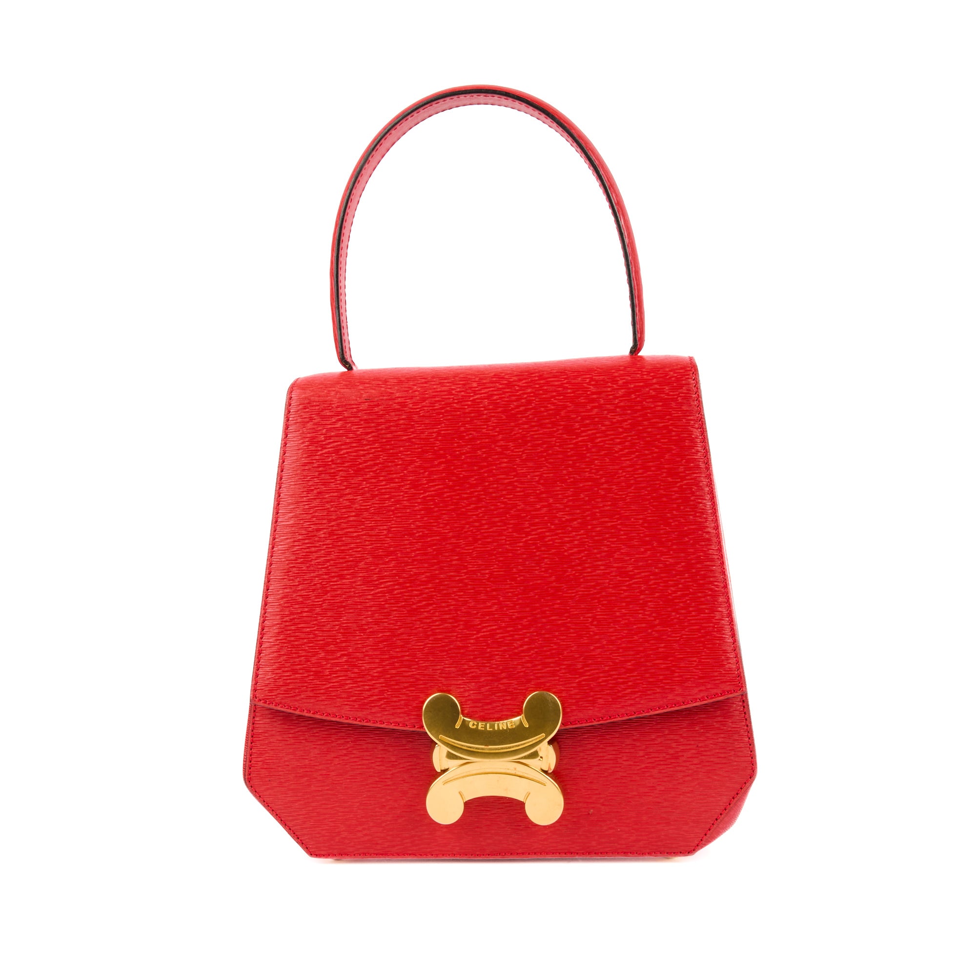 CELINE - Sac à main Vintage Triomphe cuir rouge - Handbag