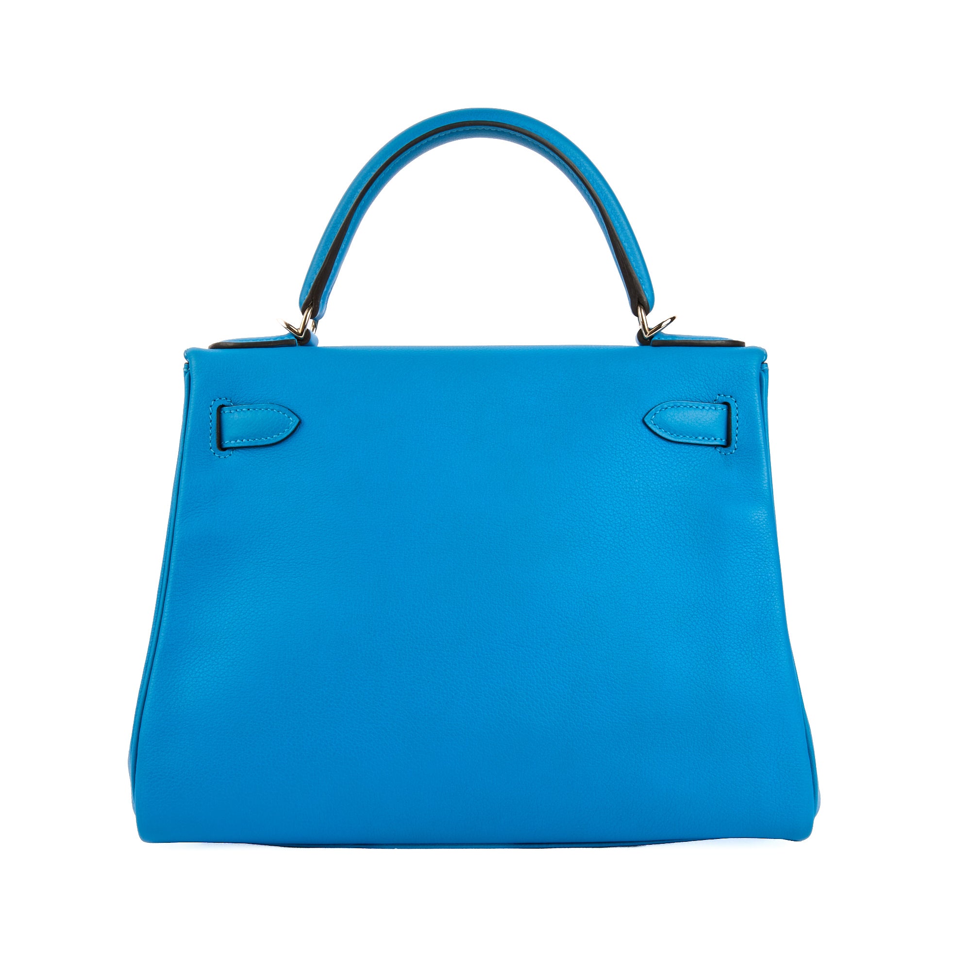 HERMES - Sac à main Kelly 28 Retourné cuir veau Swift bleu - Handbag