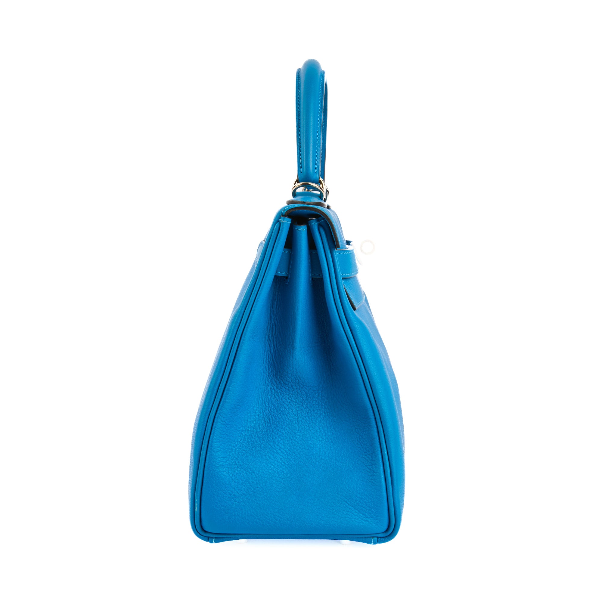 HERMES - Sac à main Kelly 28 Retourné cuir veau Swift bleu - Handbag