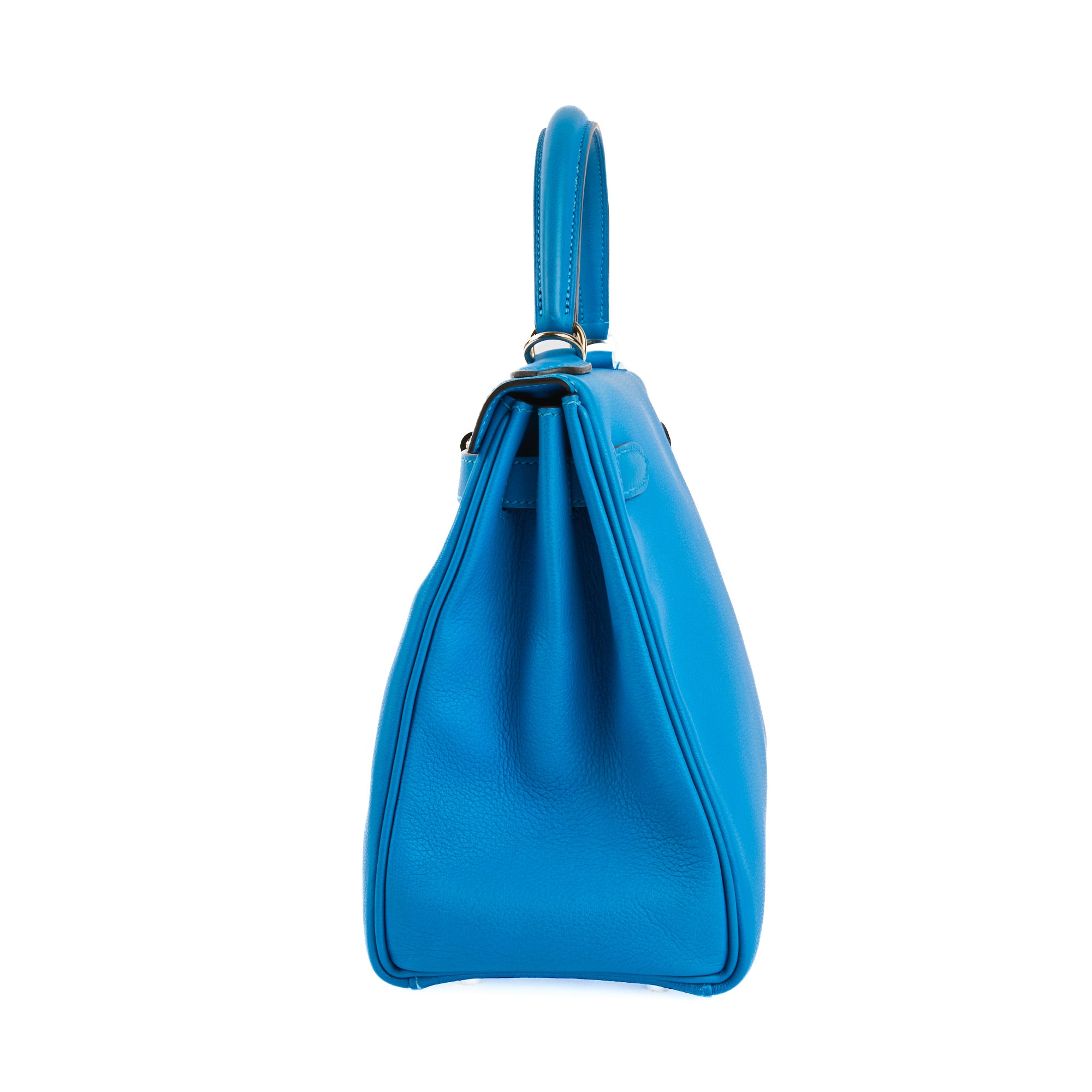 HERMES - Sac à main Kelly 28 Retourné cuir veau Swift bleu - Handbag