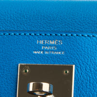 HERMES - Sac à main Kelly 28 Retourné cuir veau Swift bleu - Handbag