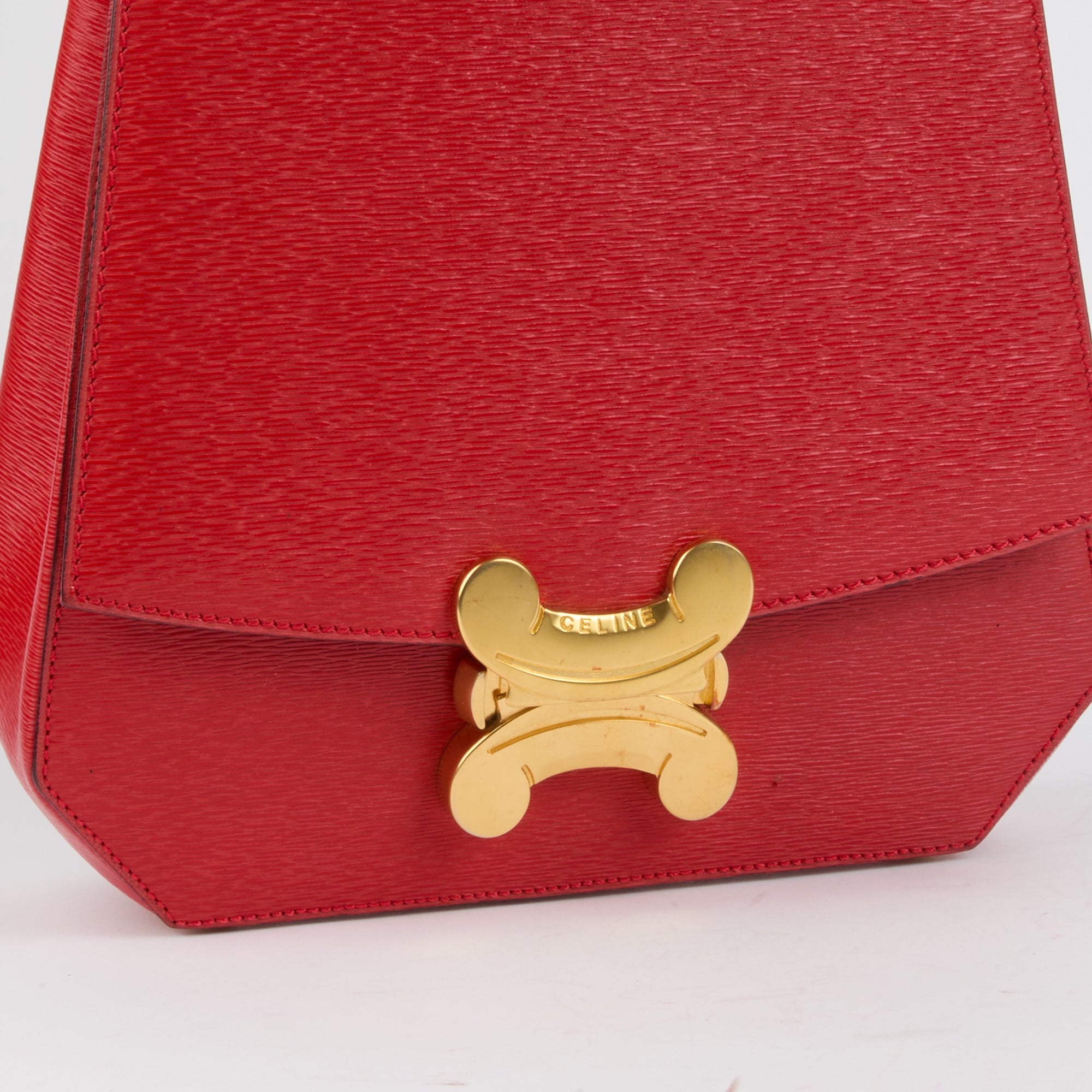 CELINE - Sac à main Vintage Triomphe cuir rouge - Handbag