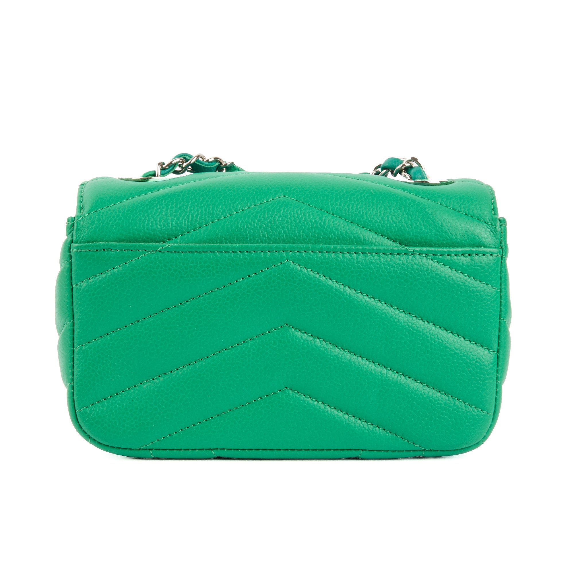 CHANEL - Sac bandoulière mini Data Center cuir chevron vert - Handbag