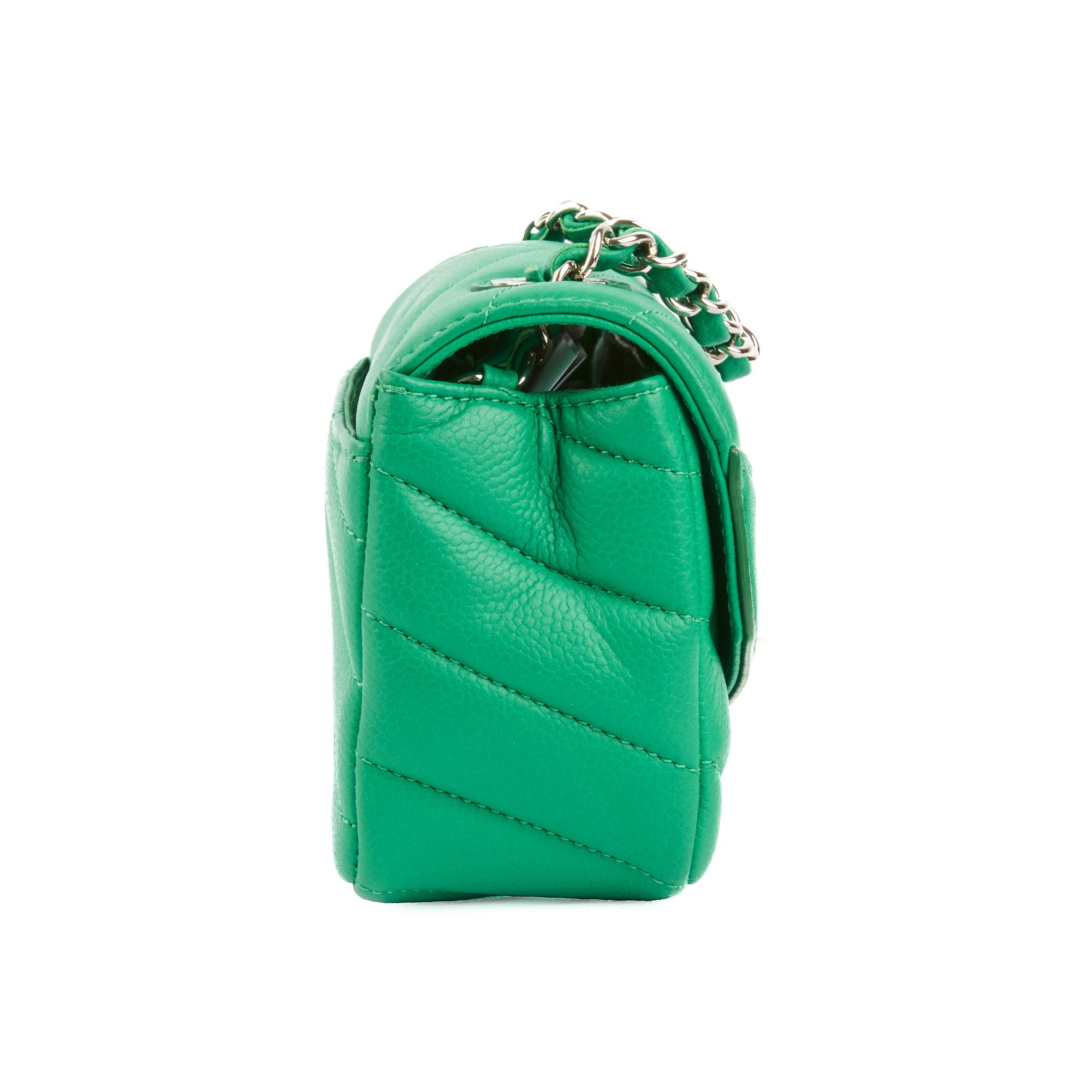 CHANEL - Sac bandoulière mini Data Center cuir chevron vert - Handbag