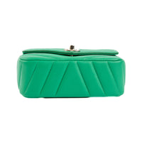 CHANEL - Sac bandoulière mini Data Center cuir chevron vert - Handbag