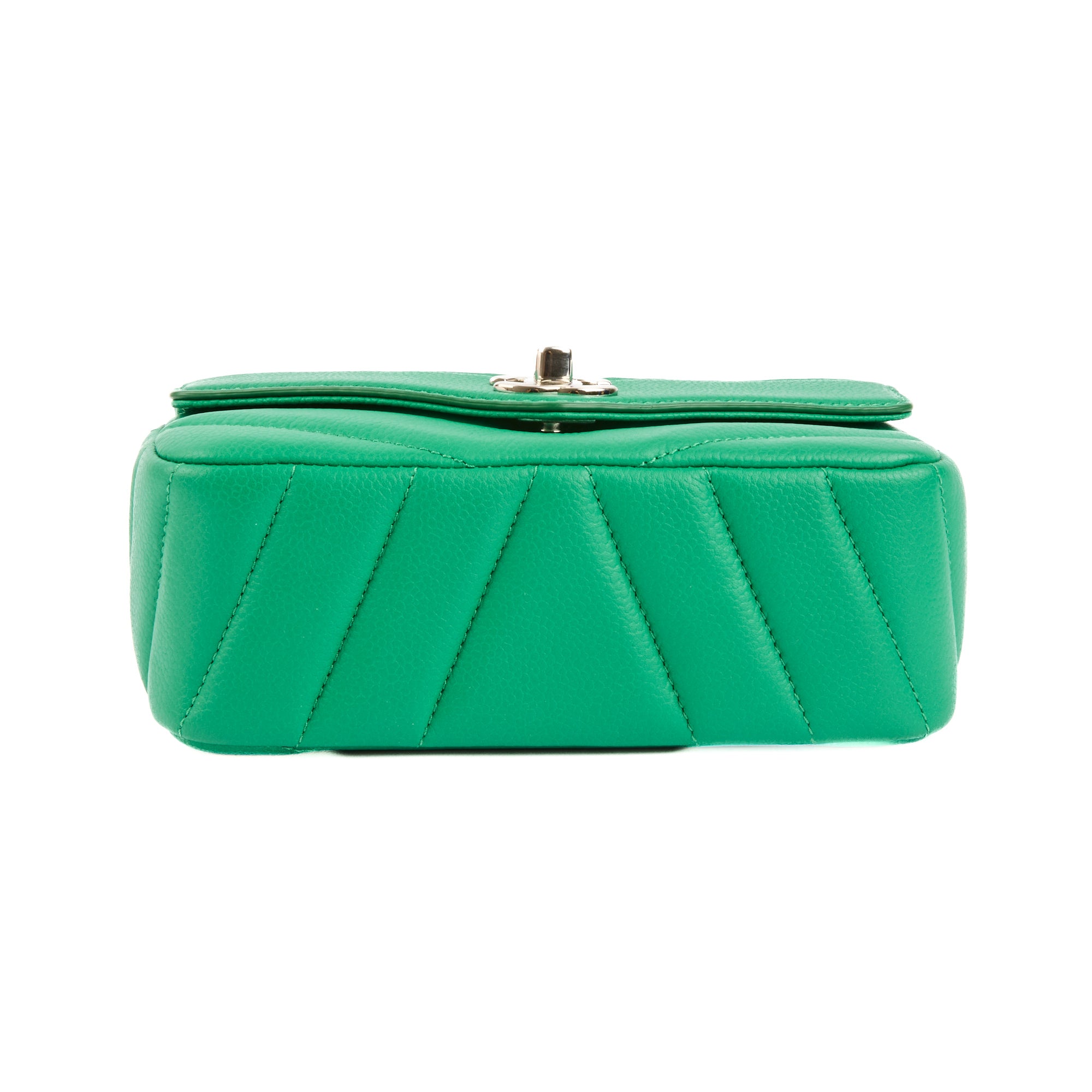 CHANEL - Sac bandoulière mini Data Center cuir chevron vert - Handbag