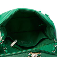 CHANEL - Sac bandoulière mini Data Center cuir chevron vert - Handbag