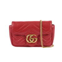 GUCCI - Sac bandoulière Mini Marmont GG cuir rouge - Handbag