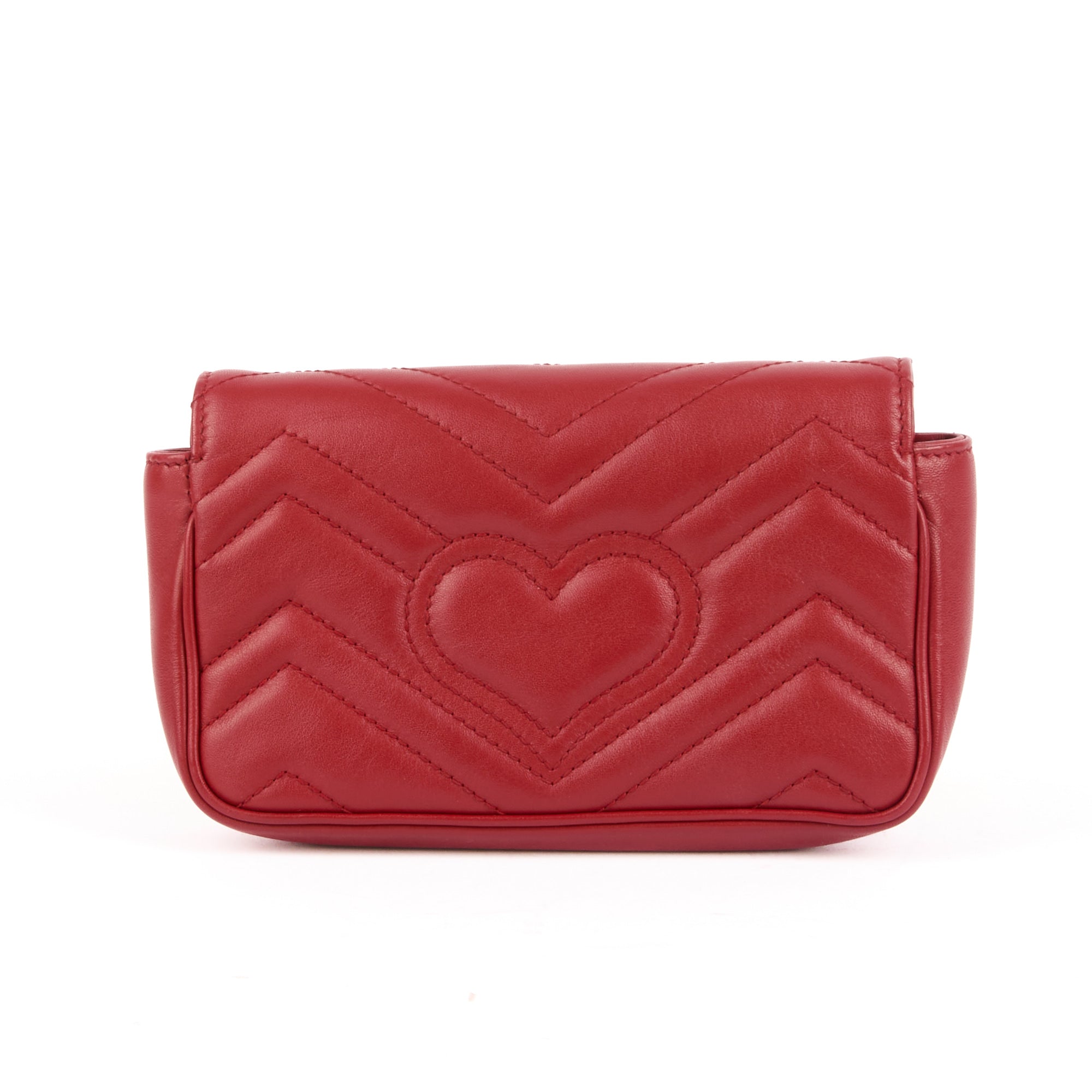 GUCCI - Sac bandoulière Mini Marmont GG cuir rouge - Handbag