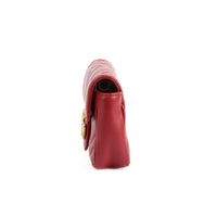 GUCCI - Sac bandoulière Mini Marmont GG cuir rouge - Handbag