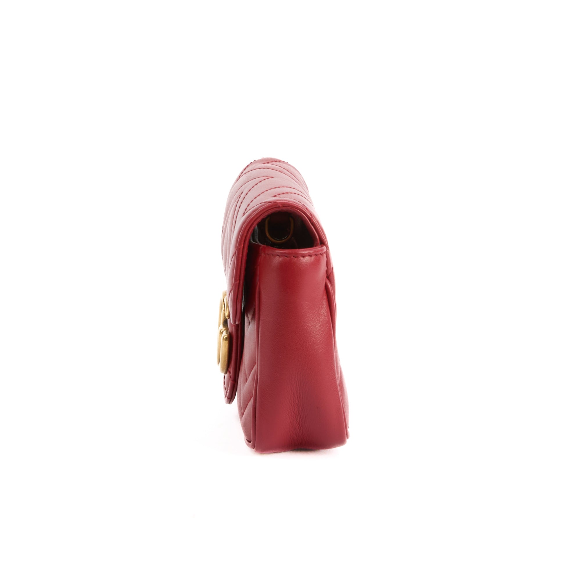 GUCCI - Sac bandoulière Mini Marmont GG cuir rouge - Handbag