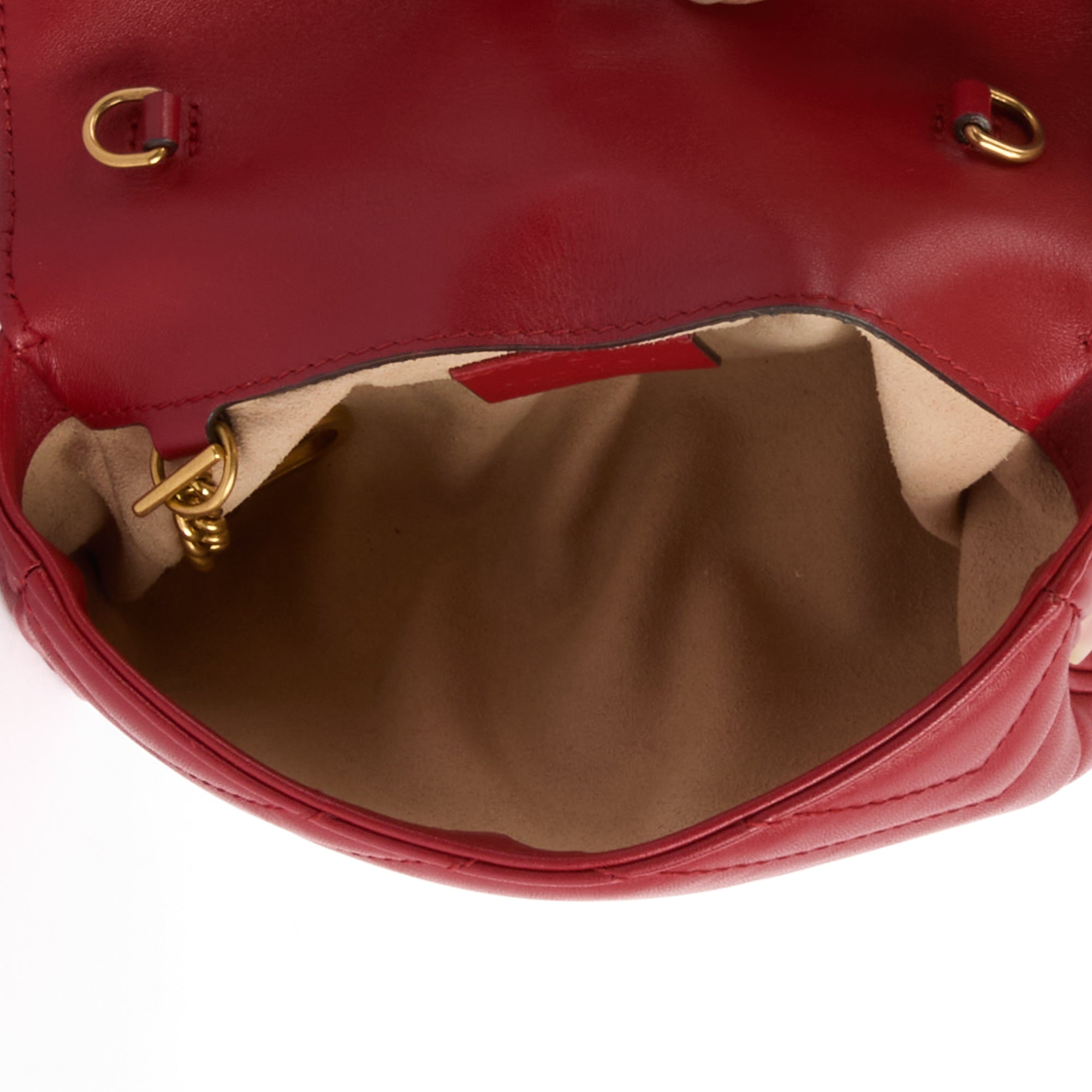 GUCCI - Sac bandoulière Mini Marmont GG cuir rouge - Handbag