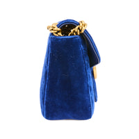 GUCCI - Sac bandoulière Marmont GG velours bleu - Handbag