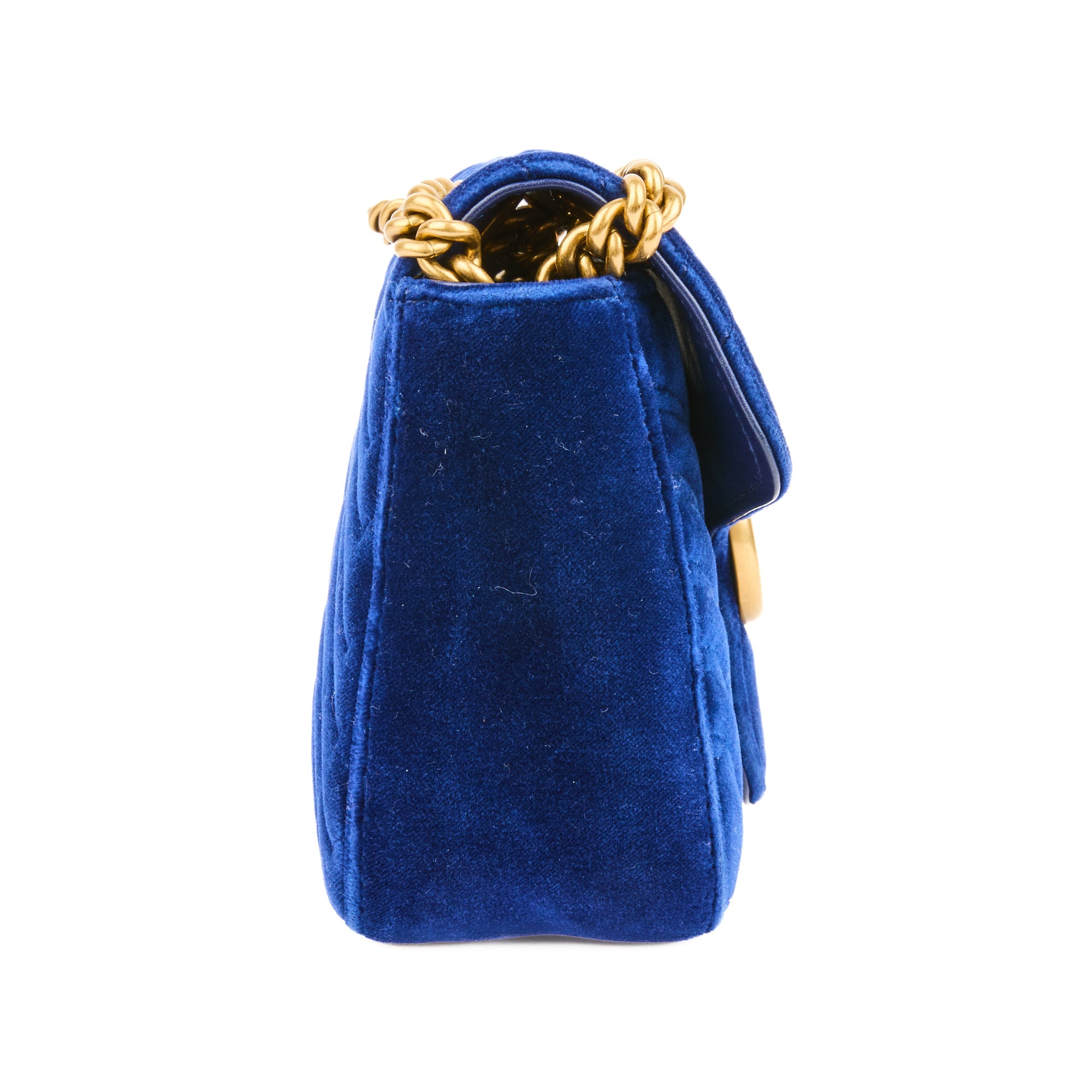 GUCCI - Sac bandoulière Marmont GG velours bleu - Handbag