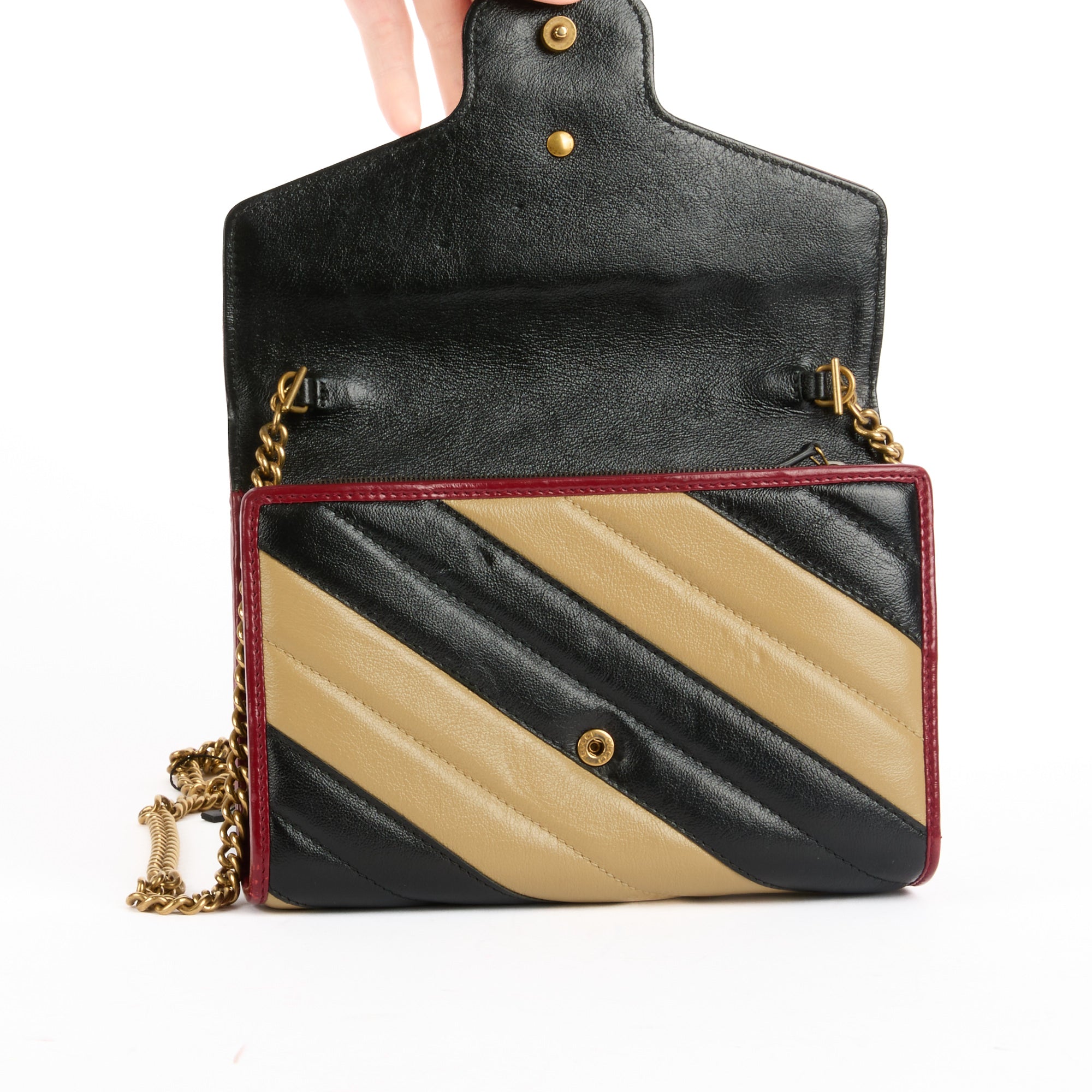 GUCCI - Sac bandoulière Wallet on chain Marmont GG cuir - Handbag