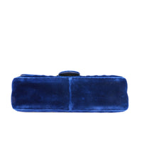 GUCCI - Sac bandoulière Marmont GG velours bleu - Handbag