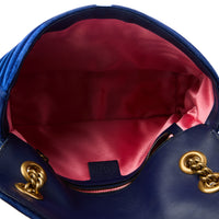GUCCI - Sac bandoulière Marmont GG velours bleu - Handbag