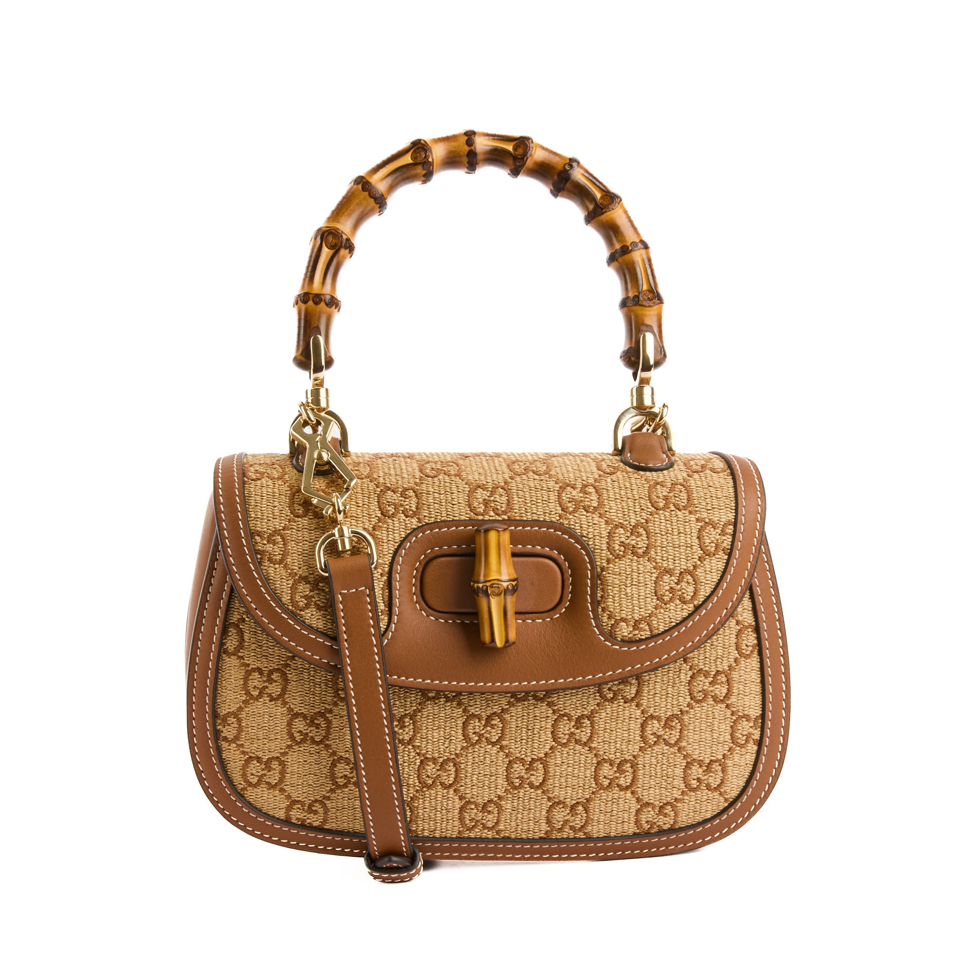 GUCCI - Sac à main Top Handle Bamboo Monogramme - Handbag