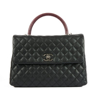 CHANEL - Sac bandoulière Coco Handle cuir caviar noir lézard - Handbag