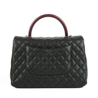 CHANEL - Sac bandoulière Coco Handle cuir caviar noir lézard - Handbag
