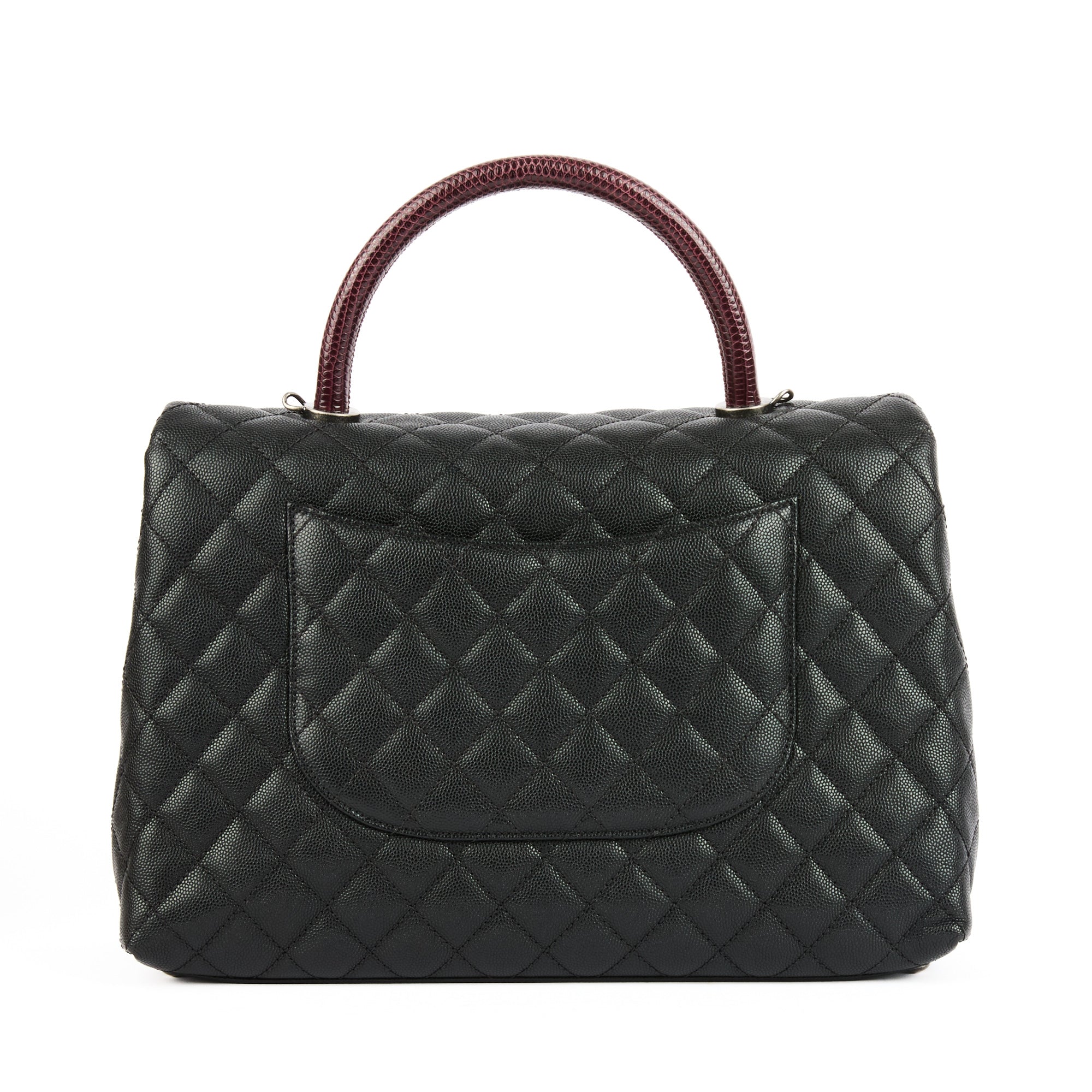 CHANEL - Sac bandoulière Coco Handle cuir caviar noir lézard - Handbag