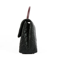 CHANEL - Sac bandoulière Coco Handle cuir caviar noir lézard - Handbag